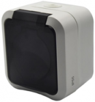 Duwi 60328 Vieno pavir&scaron;iaus montuojamas lizdas su įžeminimu Aqua Pro IP55 baltas dūmų sklendė / 60328