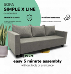 Sofa Meb & Podrez Klasikinis sofos-lovos komplektas Simple X Line, su dėžute skalbiniams, Podrez,, &Scaron;viesiai pilka