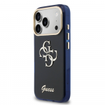 Guess IML 4G Script Metal Logo dėklas skirtas iPhone 17 Pro Max Mėlyna