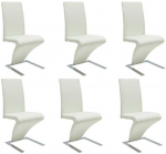 Valgomojo kėdės, 6 vnt., baltos, dirbtinė oda