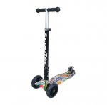 Triratis paspirtukas Cosmolino, juodas su įvairiaspalviais motyvais