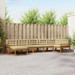 Lauko sofos komplektas su pagalve 7 pcs Natūralus ir bežinis