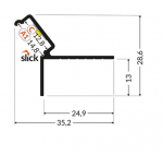 LED juostos profilis GLOW12 DOWN A1C, anoduotas aliuminis, 2m