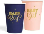 Globos Europe Bv Kūdikio lyties atskleidimo vakarėlis &ndash; &bdquo;Boy or Girl&ldquo; popieriniai puodeliai, 8 vnt.