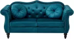 Beliani 2 vietų sofa SKIEN, veliūras, žydra