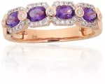 Diamond Sky Jewelry Auksinis žiedas su deimantais ir ametistais &bdquo;Žvaigždžių Karūna&ldquo;