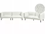 Sofa Beliani 5 vietų svetainės baldų komplektas VORGOD Boucle, kreminės baltos spalvos