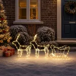 &Scaron;iaurės elnių ir rogučių kalėdinė dekoracija LOVIISA 240 LED