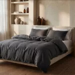 Dreamhouse medvilninis patalynės komplektas &bdquo;Stone Washed" &ndash; 100% medvilnė, antracito spalva (140x220)