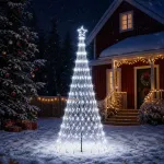LED Kalėdų medis 250 cm 290 LED &Scaron;alta balta Geležis Juoda