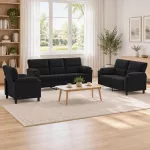 Sofa Sofos komplektas 3 vnt. Juoda Aksomas