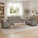 Sofa Sofos komplektas 3 vnt. &Scaron;viesiai pilka Dirbtinė suedė oda