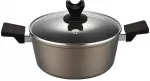 Lumarko Puodas ASTON 20 CM 2,1L. su dangčiu, IND. by Mateusz Gessler (&scaron;ampanas, NON-STICK danga, juoda rankenėlė) (FLORINA-GA-007-70)