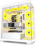 Foifkin pc dėklas - i&scaron; anksto įdiegti 3 pwm argb ventiliatoriai, atx mid-tower žaidimų pc dėklas, 270&deg; panoraminis stiklas (baltas, f3)