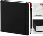 Pu vir&scaron;elio eskizų knygelė menininkams, 20 x 20 cm akvarelės pie&scaron;imo bloknotas 200 g/m&sup2;, 160 puslapių (80 lapų) eskizų knygelė su storu popieriumi ir pie&scaron;tukų eskizų popieriumi menininkams, vaikams, studentams (juoda)