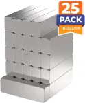 25 neodimio galios magnetų pakuotė &ndash; sidabriniai &ndash; magnetai 10 x 3 x 2 mm itin stiprūs stačiakampiai &ndash; lipnumo jėga 0,7kg &ndash; stiprūs super magnetai &ndash; mini magnetai magnetinėms lentoms