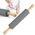 Silikoninis kočėlas su medinėmis rankenomis, besisukantis, 38 cm