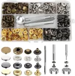 Spokki 212 dalių 12,5 mm odinių spaudžių tvirtinimo detalių priedai ir įrankiai 4 spalvų metalinės spaudės be siūlių, skirtos odinei striukei, džinsams, drabužių "pasidaryk pats"
