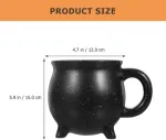 Zerodeko raganos užvirimo cesson puodelis: 450 ml juodas keramikinis virdulio puodelis helovino dekoratyvinis kavos puodelis gėrimo puodelis i&scaron;dykęs puodelis ko&scaron;marui prie&scaron; vakarėlio dovanas