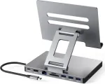 Usb c stovo tipo &scaron;akotuvas, 9-in-1 adapteris, skirtas ipad pro m4 m2 13 12.9 11 colių doko stotis sulankstoma su 4k 60hz hdmi, rj45 gigabit ethernet, sd/tf kortelių skaitytuvu, 3 usb 3.0, 3.5 mm audio, ipad air