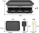 Sumu&scaron;tinių keptuvas Raclette grilis 8 asmenims, 8 mini raclette keptuvės sūriui ir garnyrams gaminti bei medinė mentelė, lankstus temperatūros valdymas, didelis kvadratinis nelipnus kepimo pavir&scaron;ius