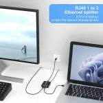 &Scaron;akotuvas Lan skirstytuvas 1 į 2, 1000 mbps ethernet skirstytuvas 2 prievadų su usb maitinimo kabeliu gigabitinis tinklo skirstytuvas kompiuteriui, &scaron;akotuvui, jungikliui, mar&scaron;rutizatoriui, priedėliui, skaitmeninei televizijai, et [vienu metu tinklo 2 ...