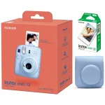 Momentinis Fotoaparatas - Fujifilm Instax Mini 12 + 10 Lapų Blizgi Juostelė + Originalus Dėklas Pastelinė Mėlyna