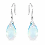 Diamond Sky Jewelry Sidabriniai auskarai moterims DiamondSky &bdquo;Baroque III (Aquamarine Shimmer)&ldquo; su Swarovski kristalais