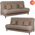 Sofa Mebel Elite 2 sofų-lovų komplektas NEPAL, 187 &times; 87 &times; 95 cm, rudas