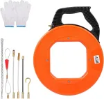 Maxawe 45 m kabelio įtraukimo pagalbinė priemonė, 4 mm įtraukiama spiralė, įtraukiama spyruoklė, poliesterio traukimo viela tu&scaron;tiems vamzdžiams su 6 adapteriais ir pir&scaron;tinėmis, stiklo pluo&scaron;to žuvies juostos įtraukimo pagalbinė priemonė, kabelio trauk ...