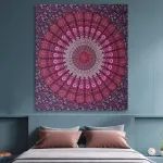 Furnishful Finesse Mandala gobelenas violetinės rožinės spalvos sienų apmu&scaron;alai Boho povas sienų rank&scaron;luostis namų ir svetainės dekorui - 127 x 152 cm