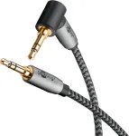 Goobay 65277 aux audio 0,5 m / 90 laipsnių kampo ki&scaron;tukas / 3,5 mm jack kabelis su tekstiline danga / tinka mobiliesiems telefonams, ausinėms, konsolei