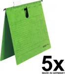 Falken pakabinamų segtuvų rinkinys Unireg, 5 vnt. Pagaminta Vokietijoje. Skirta komerciniam segimui, pagaminta i&scaron; perdirbto kartono, skirtas Din A4 formatui, žalias &bdquo;mėlynas Angel&ldquo;, idealus palaidų lapų bylų tvarkymui biure ir valstybinėse įstaigose