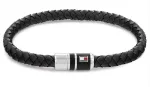 Tommy Hilfiger Juodas leather bracelet with steel clasp 2790293