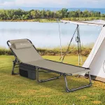 Yitahome sulankstomas gultas 190 x 60 x 31 cm, kempingo gultas su 4 reguliuojamomis padėtimis, gultai su nuimamu galvūgaliu ir &scaron;onine ki&scaron;ene, apkrova iki 136 kg sodui, baseinui