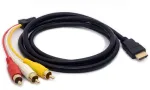 Tomost hdmi į 3 rca kabelis audio video av adapterio ilgiklis, skirtas hdtv dvd 1080p ir daugumai lcd projektorių siųstuvų (be signalo konvertavimo), 1,5 m ilgio