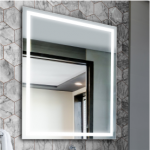 Mirrorsled Skaidrus veidrodis su LED priekiniu ap&scaron;vietimu 600x700 (atitrauktas matinimas 20mm) + mygtuku