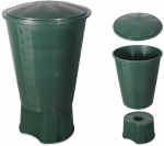 APVALUS Rezervuaras vandeniui su dangčiu ir su pagrindu PILKAS, Talpa: 210L Talpa su PAGRINDU