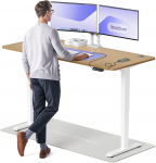 Elektrinis Reguliuojamo: Auk&scaron;čio stalas Desktronic HomePro Ąžuolo masyvas/Baltas, 180x80cm, Dvigubas motoras, USB ir USB-C įkrovimo lizdai