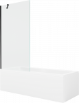 Vonia Mexen Cubik su apdaila ir stiklo sienele, 170x70 cm + 90 cm, Baltas+Juodas/Transparent