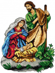 Crafting Spark Siuvinėjimo kryželiu rinkinys &bdquo;Kristaus gimimas&ldquo;, 14 ct, 18x24 cm, 24 spalvos