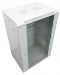 XtendLan 19" sieninė spintelė 18U 600x600, keliamoji galia 60 kg, stiklinės dūmų durys, i&scaron;skleistos, pilkos spalvos