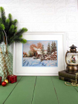 MP Studia Kryželių siuvinėjimo rinkinys &bdquo;Kaimo gatvė&ldquo; 22&times;28 cm &ndash; namų dekorui