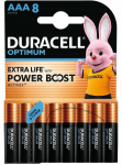 Baterijos DURACELL OPTIMUM EXTRA LIFE, AAA, 8 vnt.