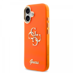 Guess IML 4G Script Metal Logo dėklas skirtas iPhone 17 Oranžinis