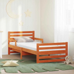 Lova Lovos rėmas su čiužiniu Ruda 80 x 200 cm Kietos pu&scaron;ies mediena