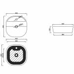 Pastatomas praustuvas Invena Pejto, keramika, 40 cm x 40 cm x 12 cm