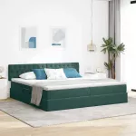 LED saugojimo lova su čiužiniu Tamsiai žalia 200 x 200 cm