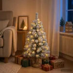 Mini Kalėdų eglutė, apsnigta 90 cm 50 LED &Scaron;ilta balta PVC