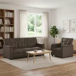 Sofa Sofos komplektas 2 vnt. Pilka Dirbtinė oda